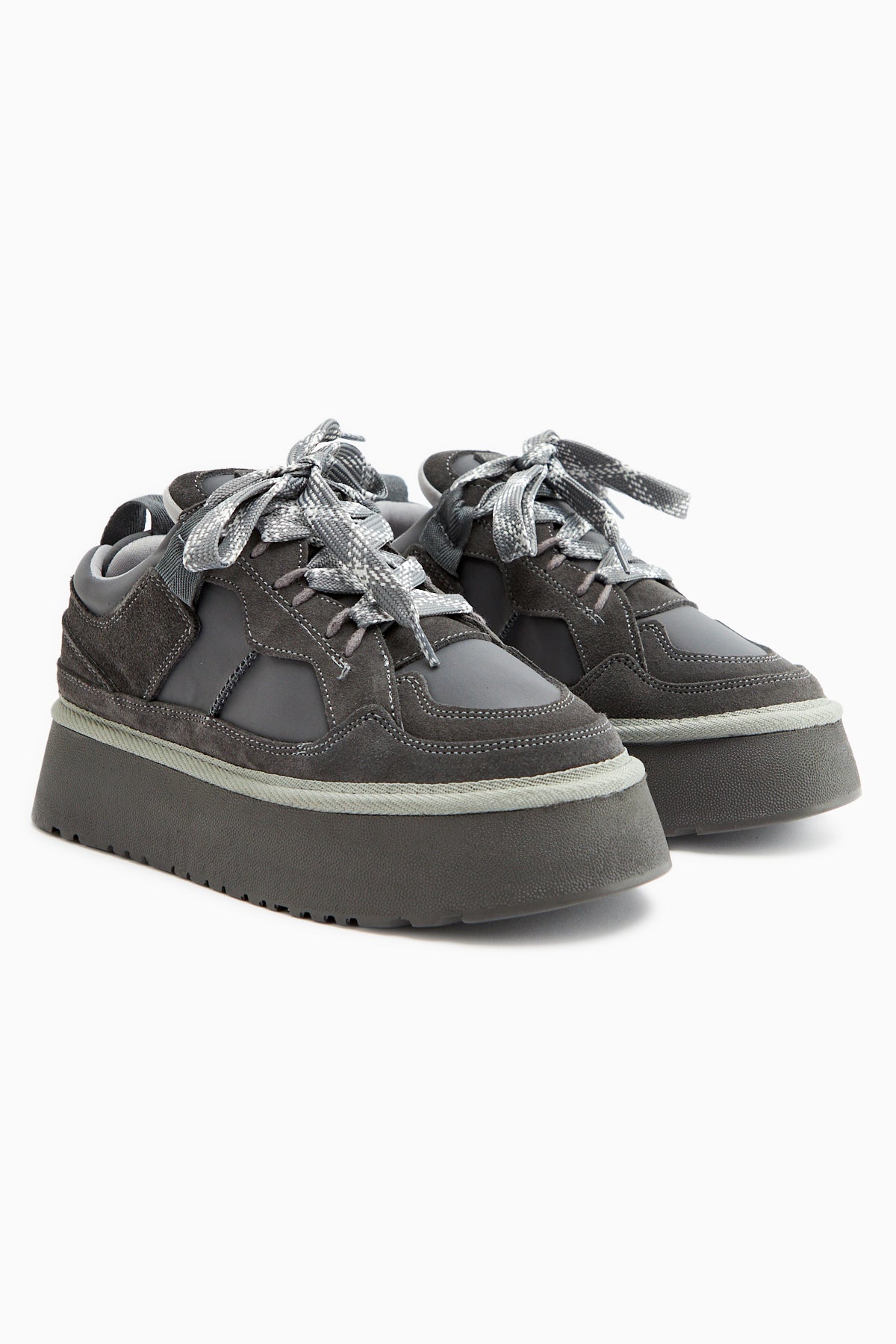 Rita – Grau Velours Sneaker mit Plateau (Damen)