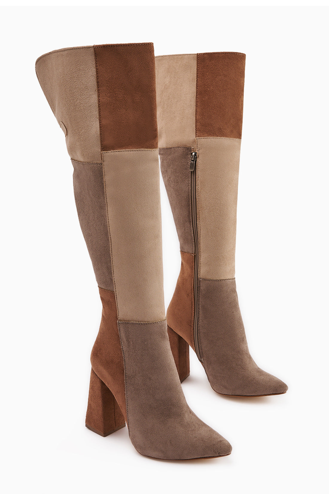 Kamiyah Tan Beige Visor Überknie Stiefel