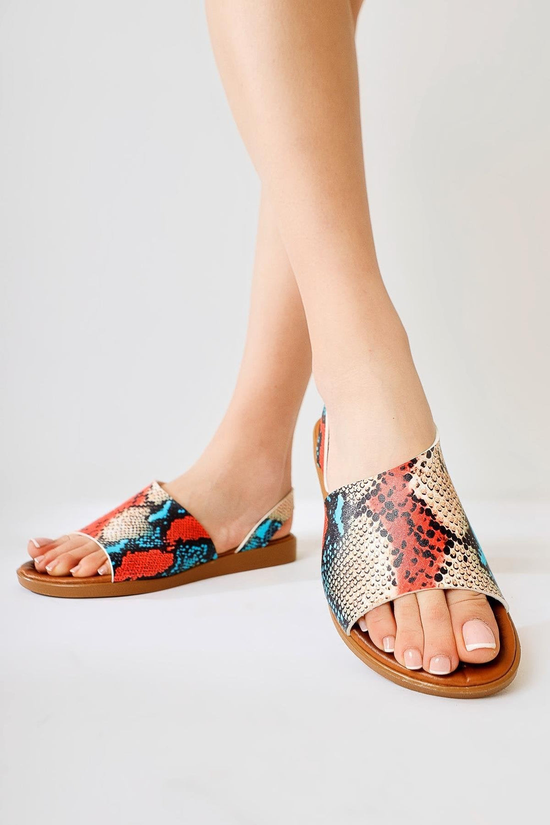 Kaia Echte Leder Schlange Muster Sandalen