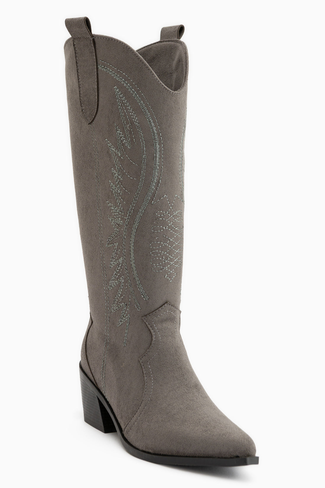 Hero Graue Wildleder Bestickte Cowboy Stiefel