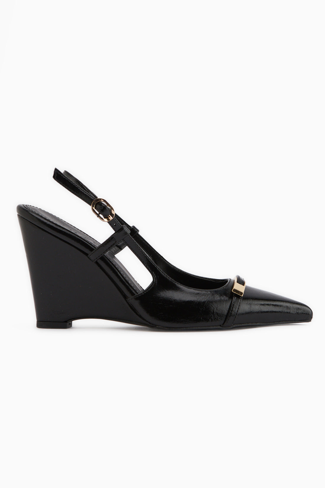 Phia Schwarze Schnalle Keil Damen Sandale