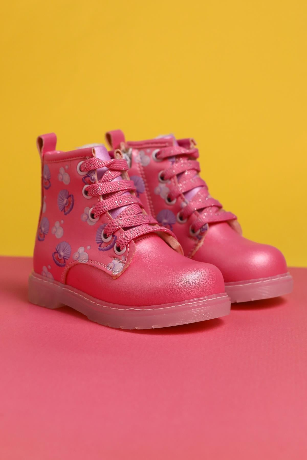 Gianna Rosa Meereskreatur Druck Schnür-Leuchten Baby Stiefel