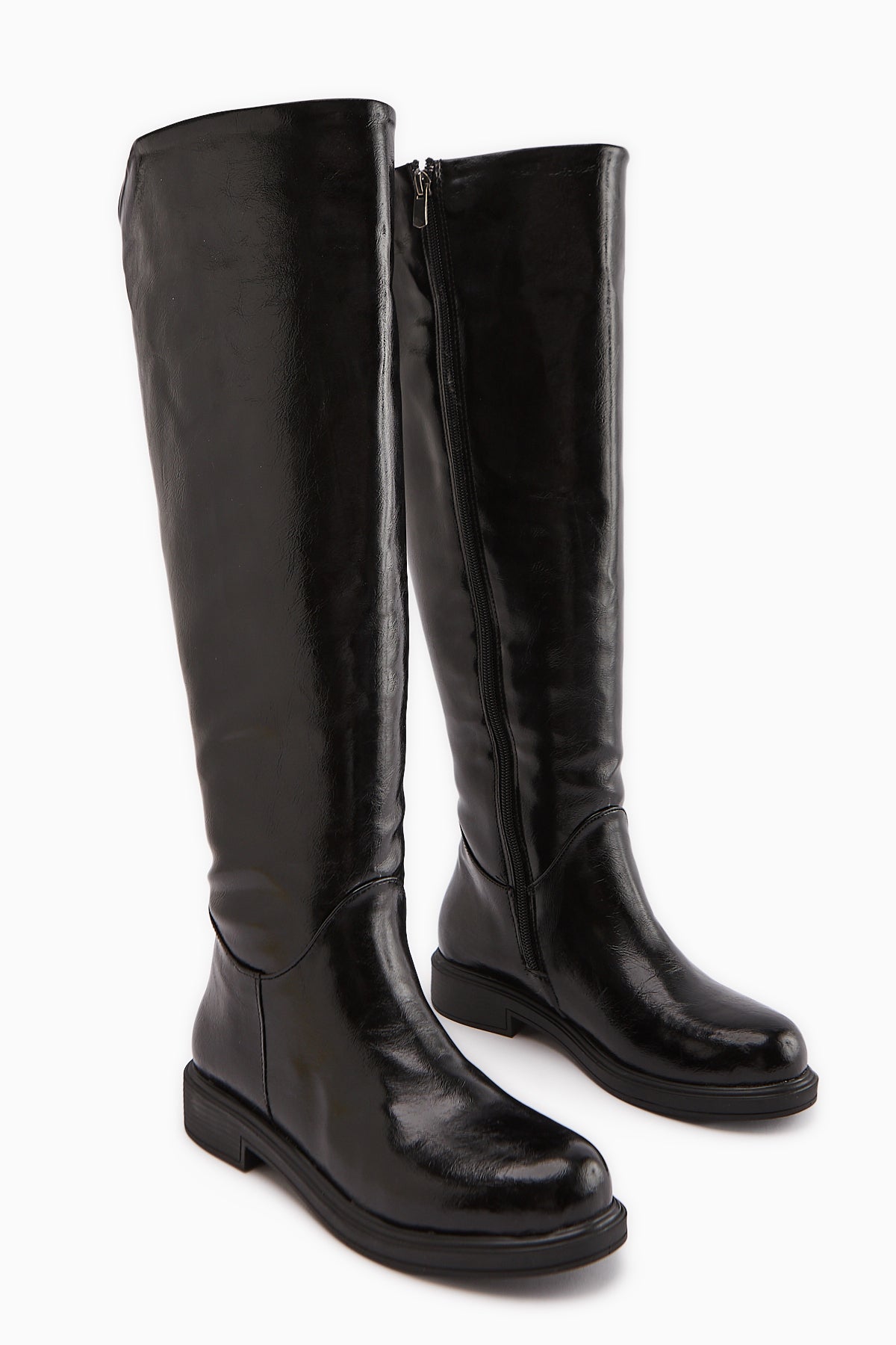 Henni – Schwarz Kniehoher Stiefel mit weitem Schaft (Damen)