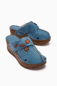 Echtes Leder Alto Keilpantoletten mit Vintage-Sohle Comfort Pantoletten