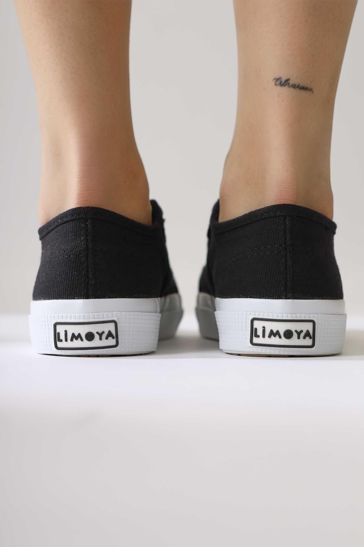 Timon Schwarze Komfortsohle Leinensneaker