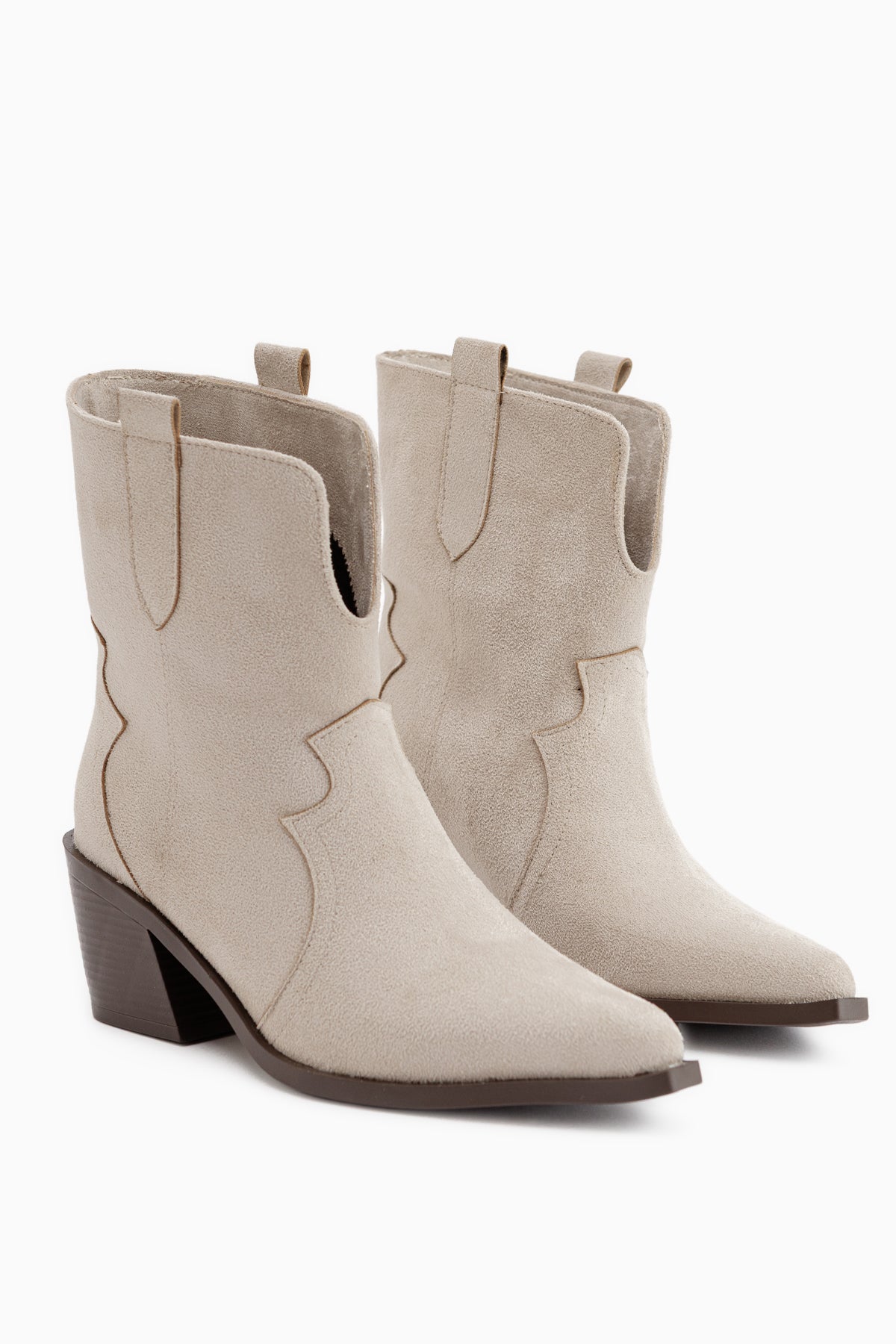 Erica Beige Suede Heeled Western Women’s Boots