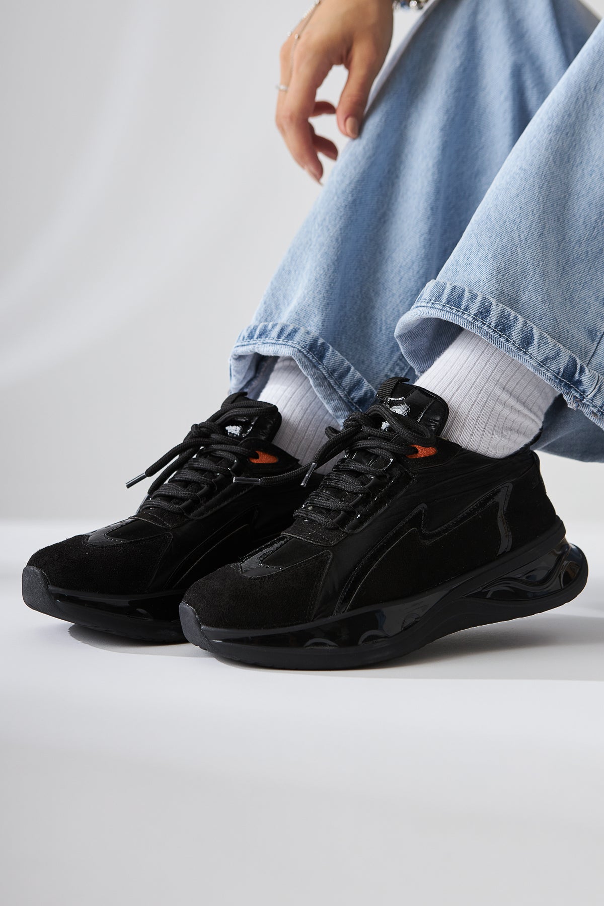 Tolin Siyah Paraşüt Kumaşlı Kadın Sneakers Ayakkabı
