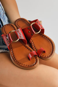 Genuine Leather Bitania Red Flip Flops