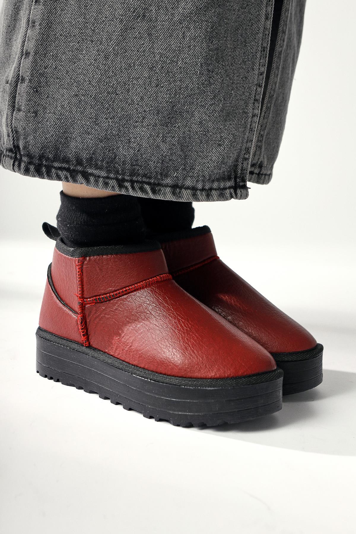 Jiman – Burgundy Thick-Sole Ankle Boot (Women)