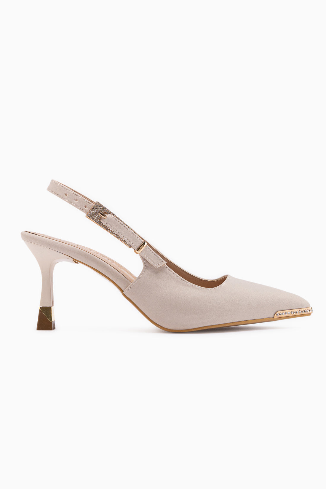 Lavin Beige Stein Detail Damen Absatzschuhe