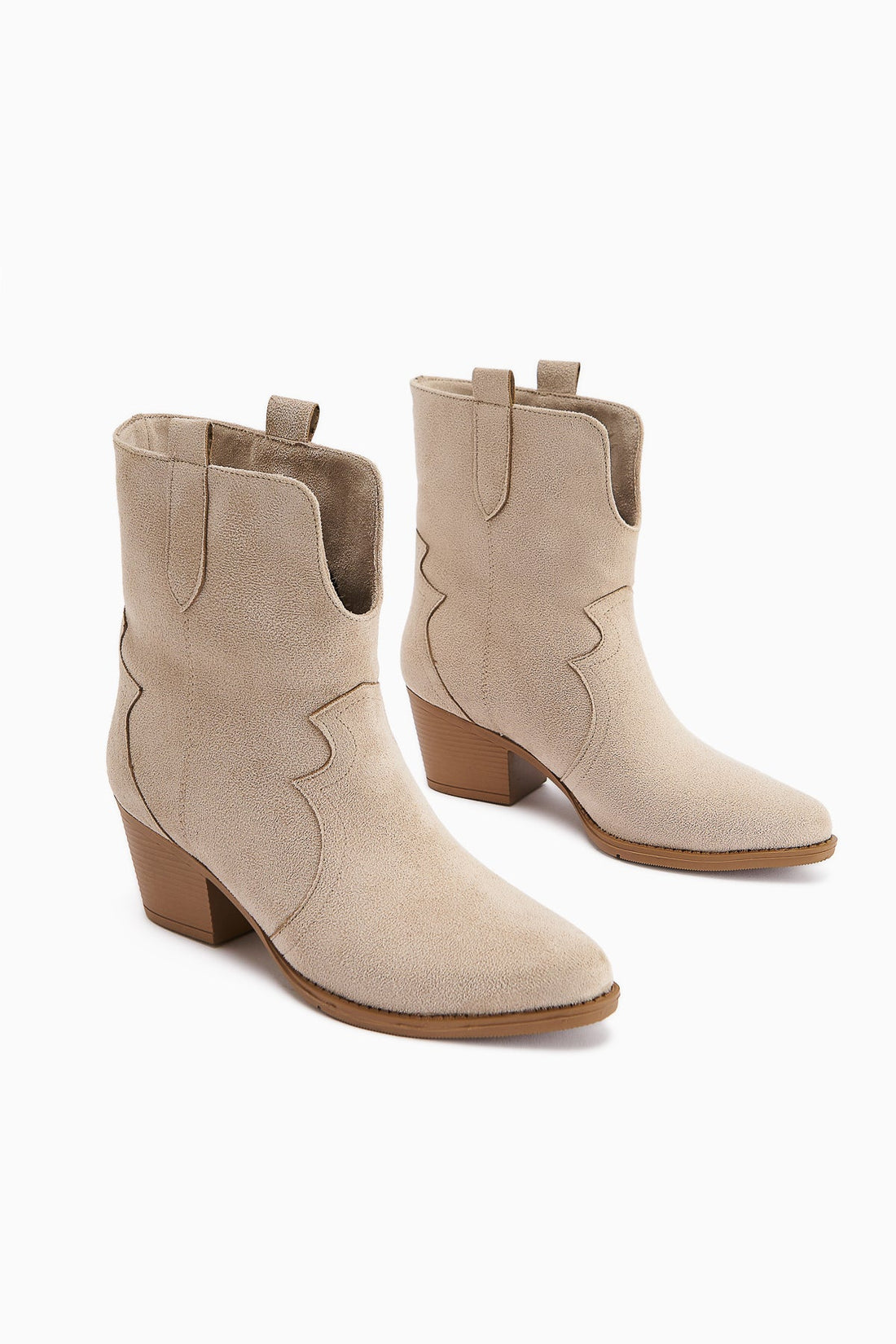 Erica Beige Suede Heeled Western Women's Boot