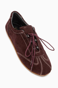 Berry Genuine Leather Burgundy Suede Lace-Up Casual Women’s Shoes