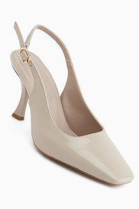 Senja Beige Kasten Zehen Damen Absatzschuhe