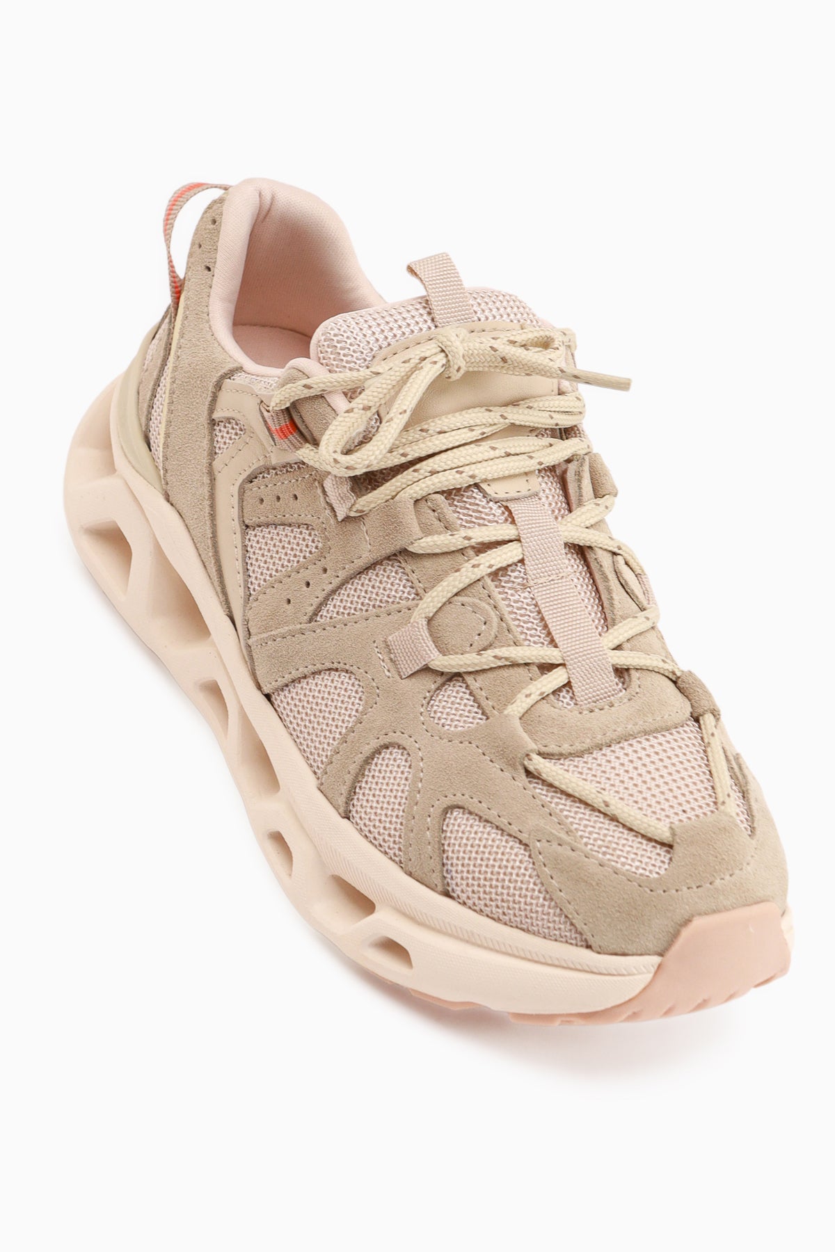 Raisa Genuine Leather Beige Suede Detailed Thick Sole Women’s Sneakers