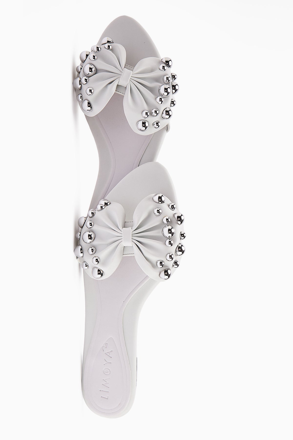 Dotty Weiß Gesteppte Schleife Damen Hausschuhe