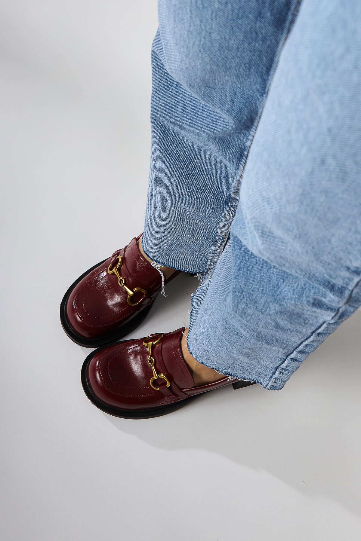 Berita Damen Chunky Heel Schuh in Bordo