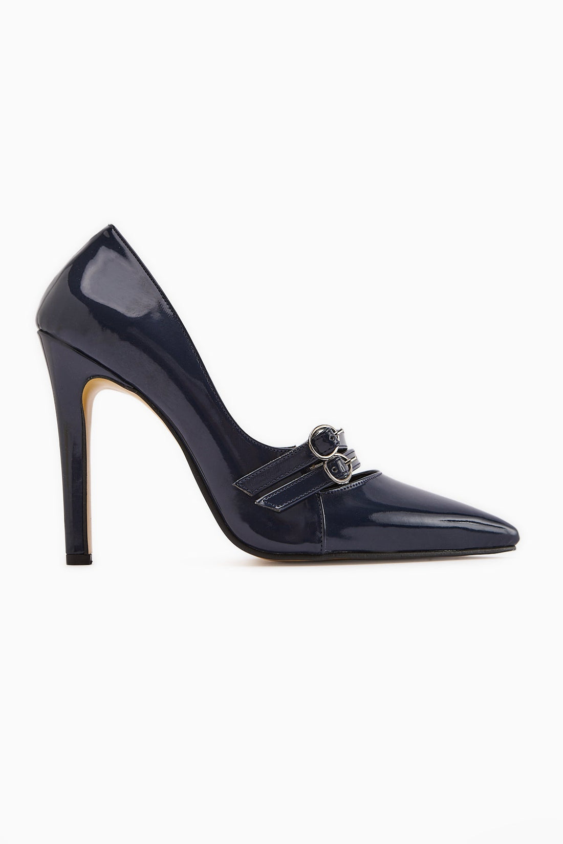 Blanka Navy Patent Double Buckled Stiletto Women's High Heel Shoe