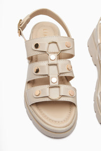 Estella Goldschnalle Creme Dicke Sohle Sommer Damen Sandalen