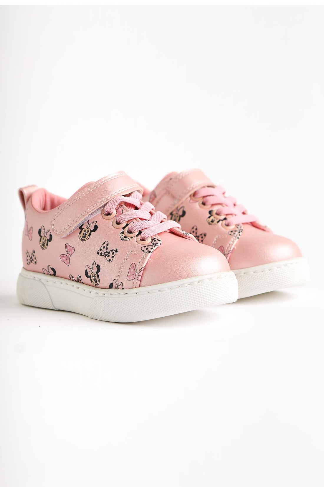 Eini Rosa Cartoon-Charakter-Druck Schnür-Sneaker mit Klettverschluss Detail für Babys