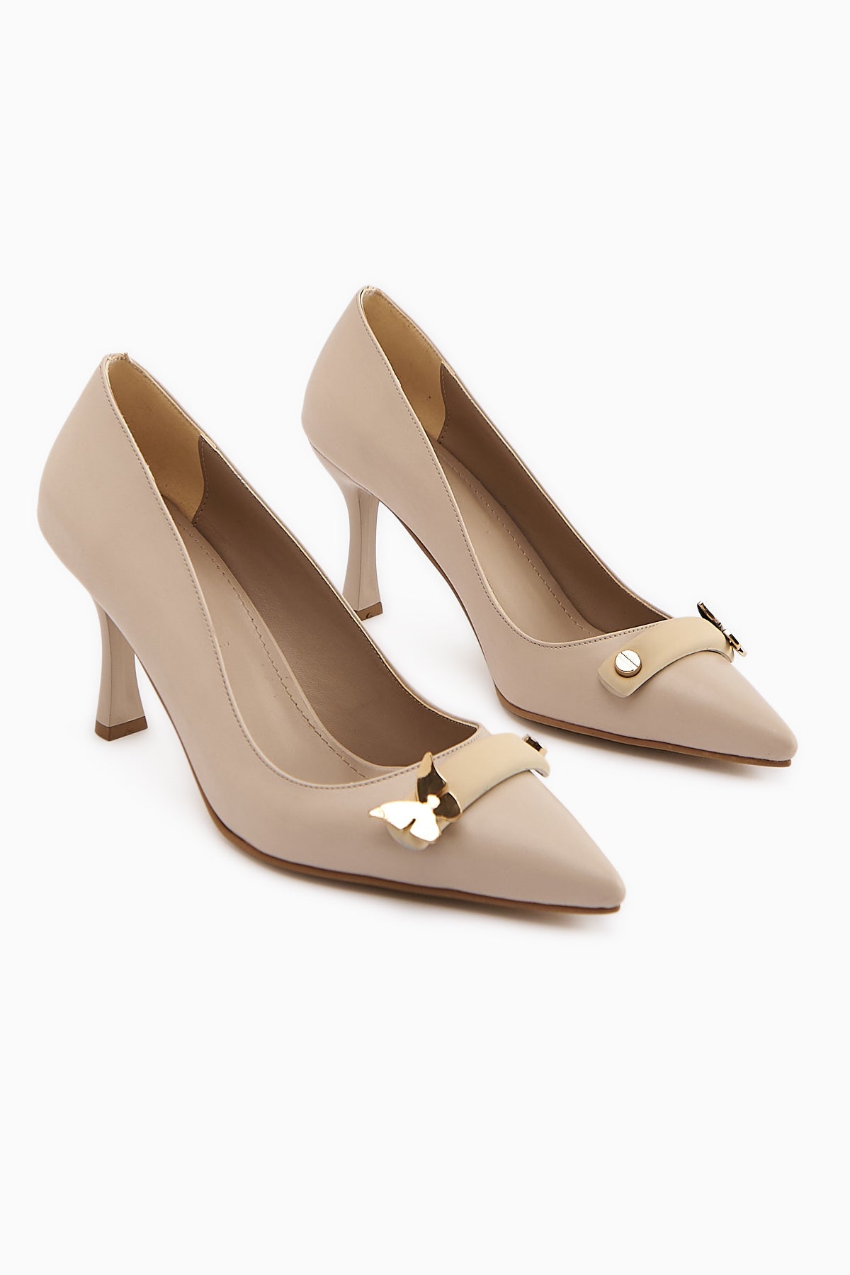 Misa Beige Buckled Women's Stiletto