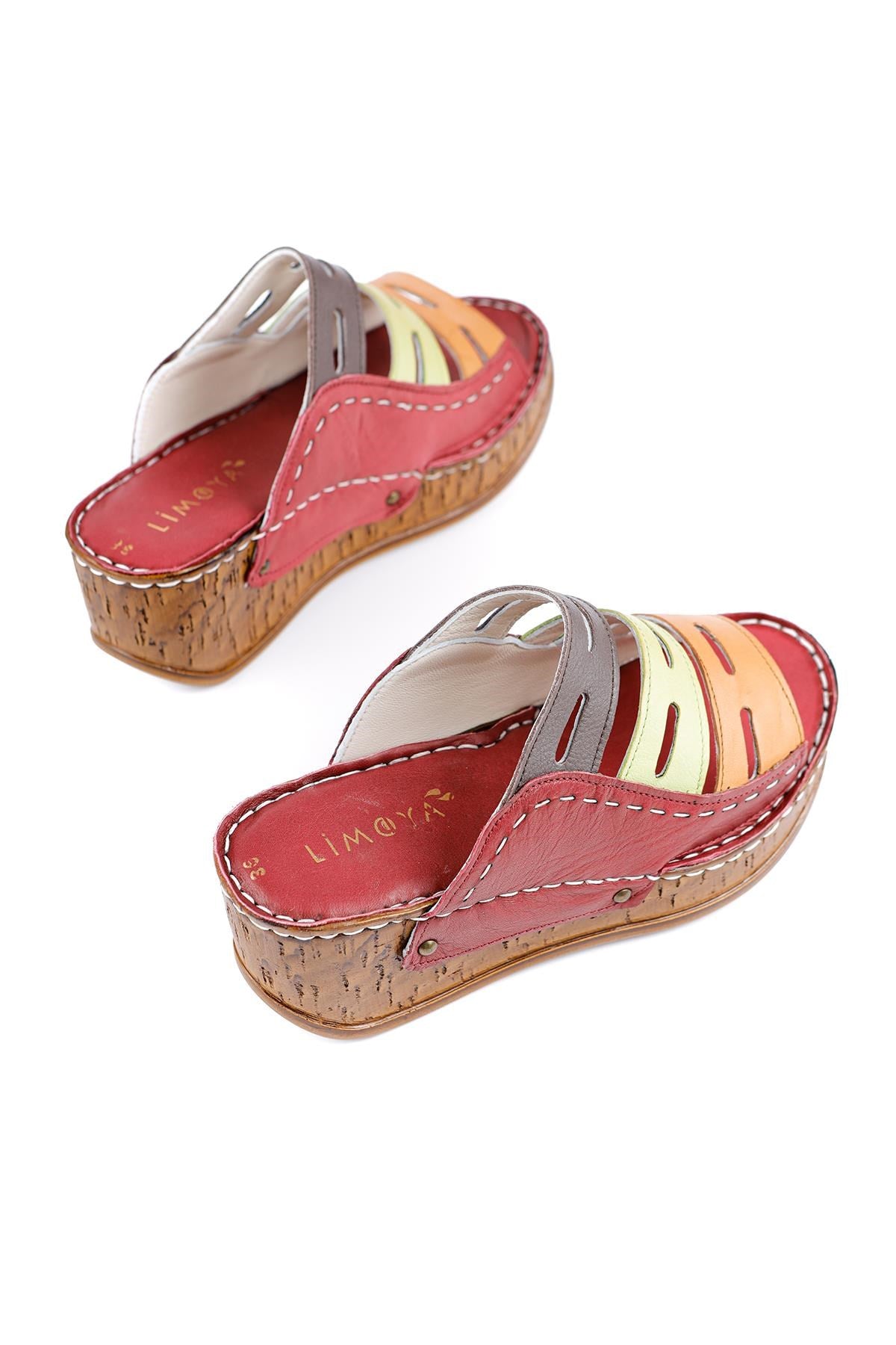 Genuine Leather Etta Green Laser Cut Slippers (Full Orthopaedic Slippers)
