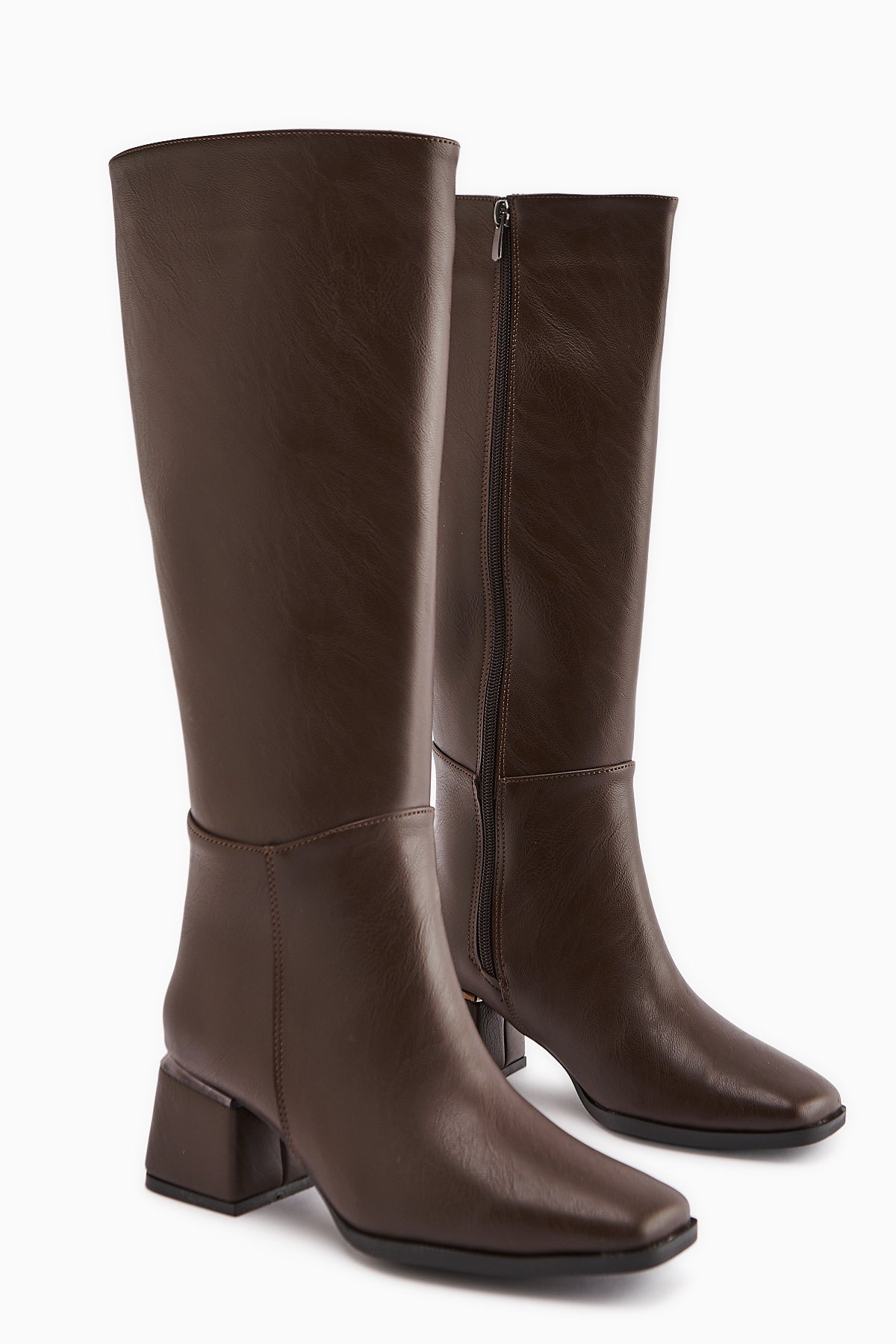 Miami Brown Square-Toed Boots