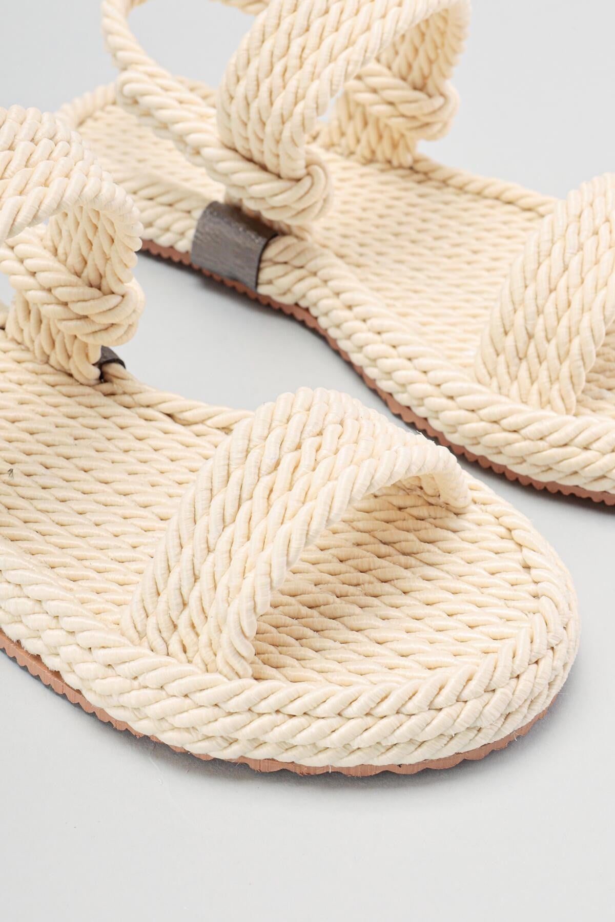 Jeannie Ecru Basic Rope Sandals