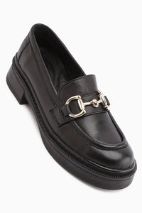 Adelia Echtes Leder Schwarz Wildleder Schnallen Damen Loafer Freizeit Schuhe