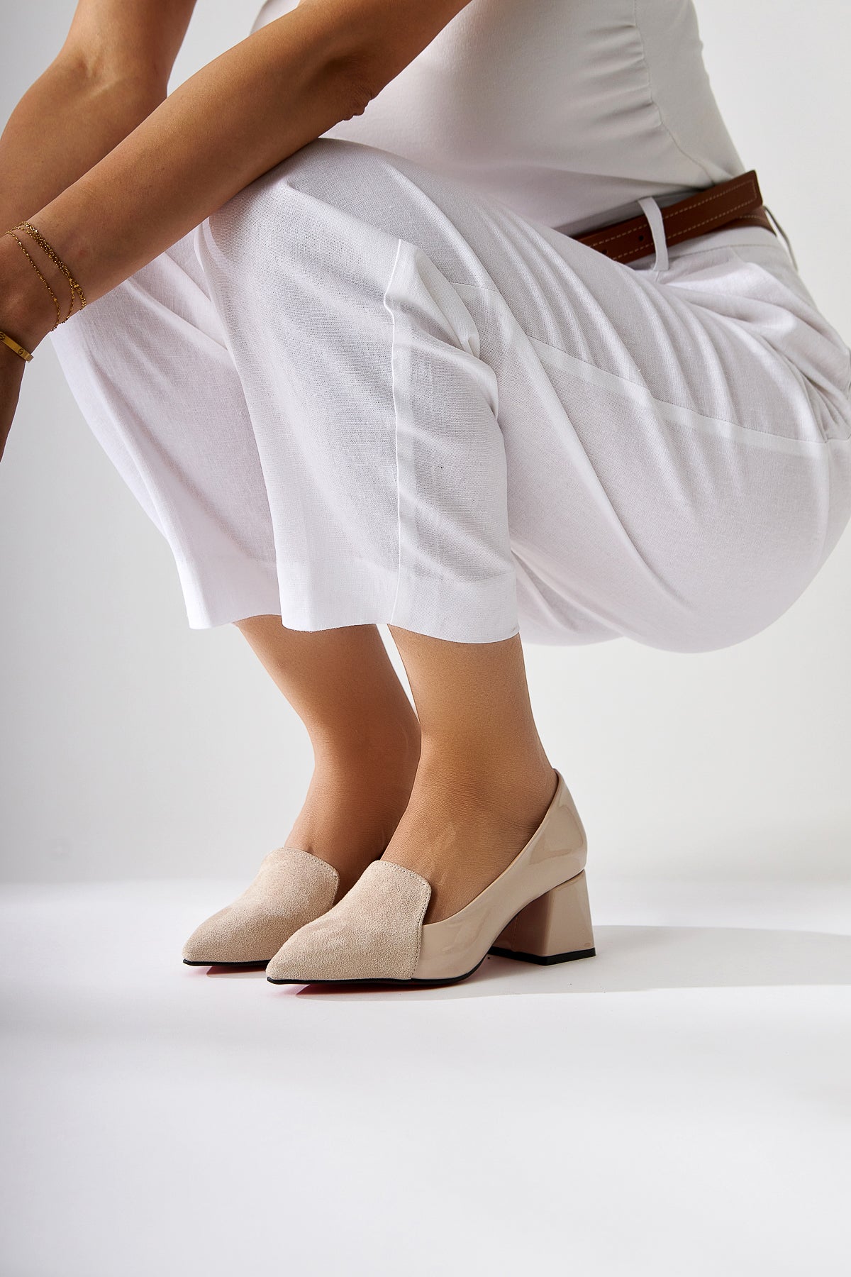 Gisela Lackleder mit Wildleder Detail High Heels für Frauen