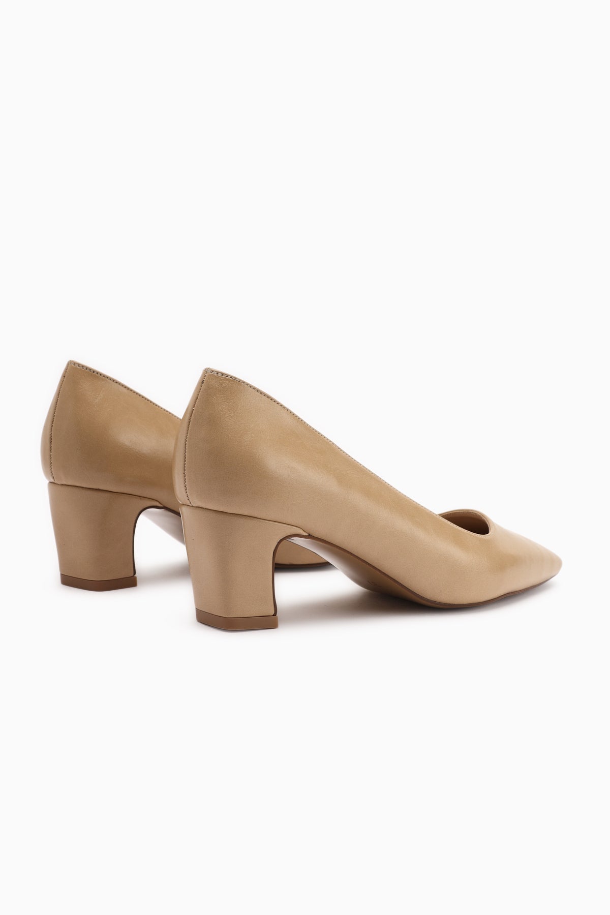 Jelina Beige Chunky Heeled Women's Shoes