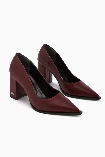 Lucy Burgundy Chunky Heel Women's Stiletto