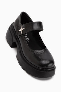 Deena Schwarz Krokodil Plattformsohle Damen Mary Jane Schuhe
