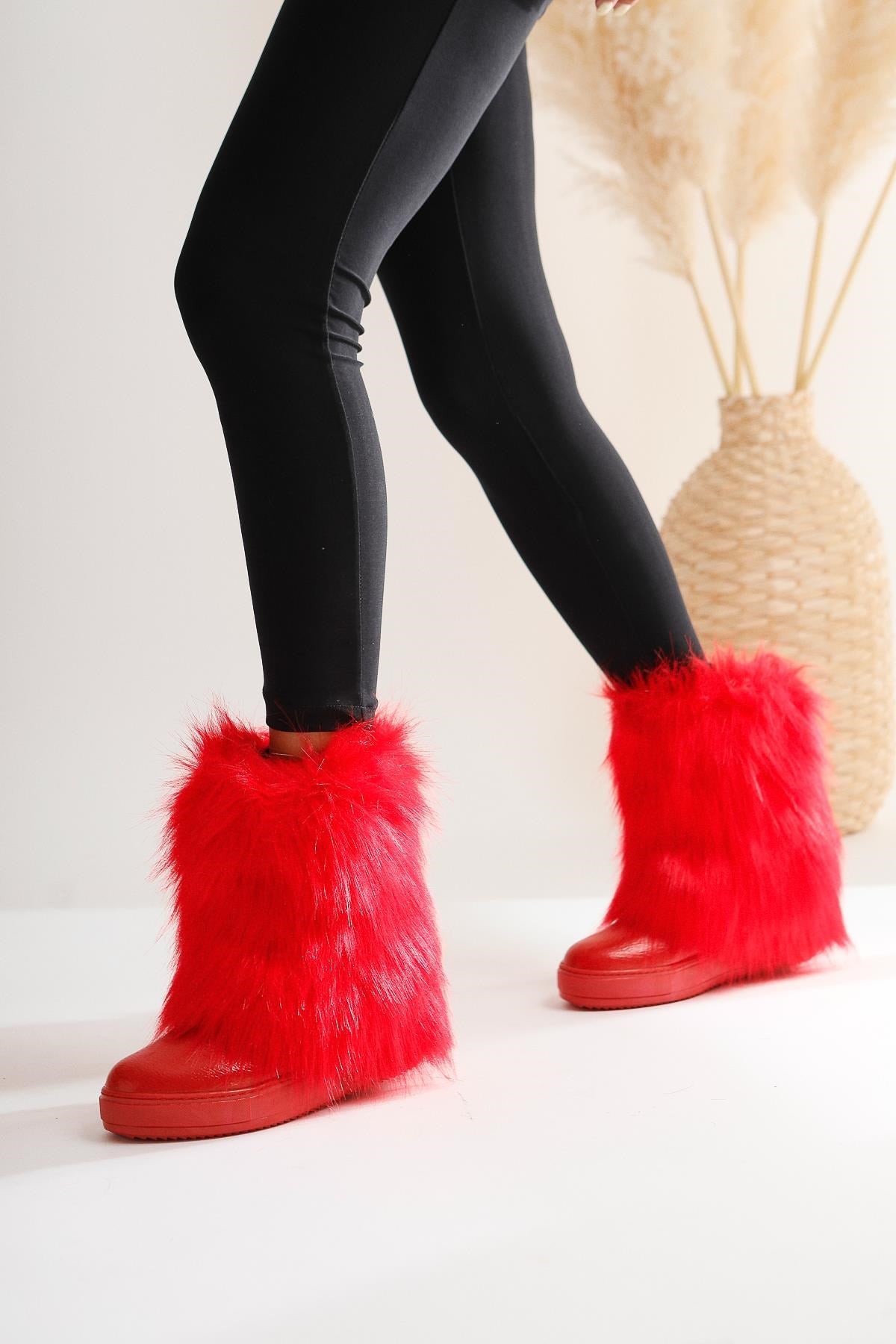 Randi Rote Versteckte  Keil-Feder Damen Stiefel