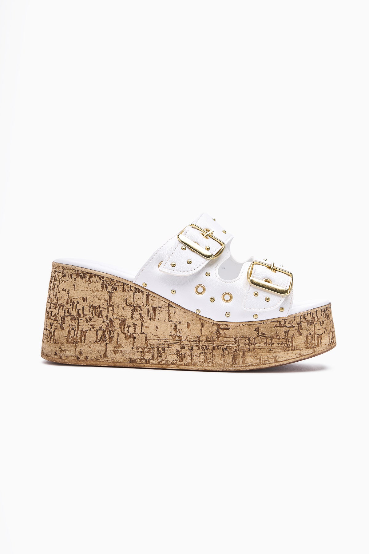 Genja White Trocque Wedge Heeled Women's Slippers