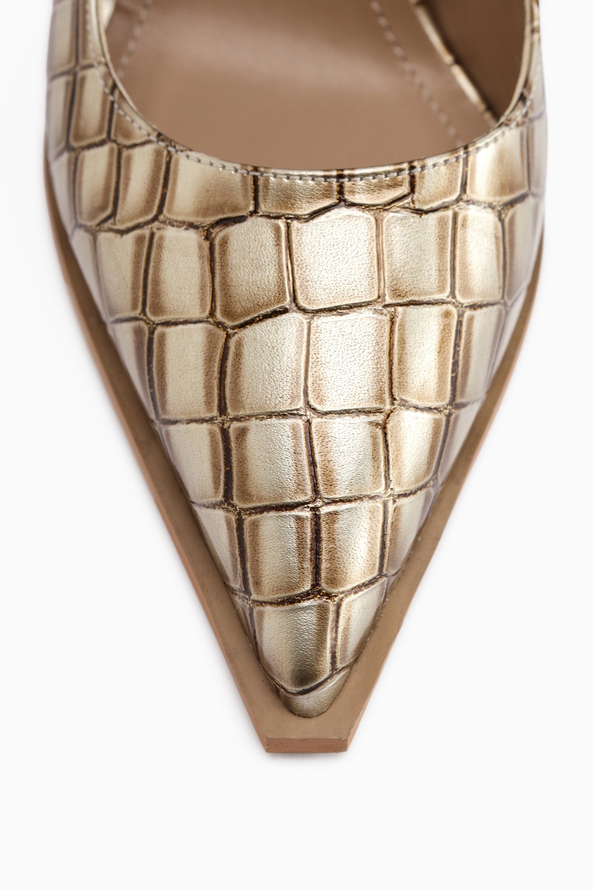 Lucy Cream Croco Thick Heeled Women's Stiletto