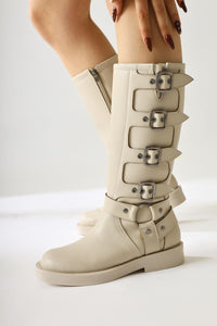 Luella Beige Gürtel Accessorized Reißverschlussstiefel