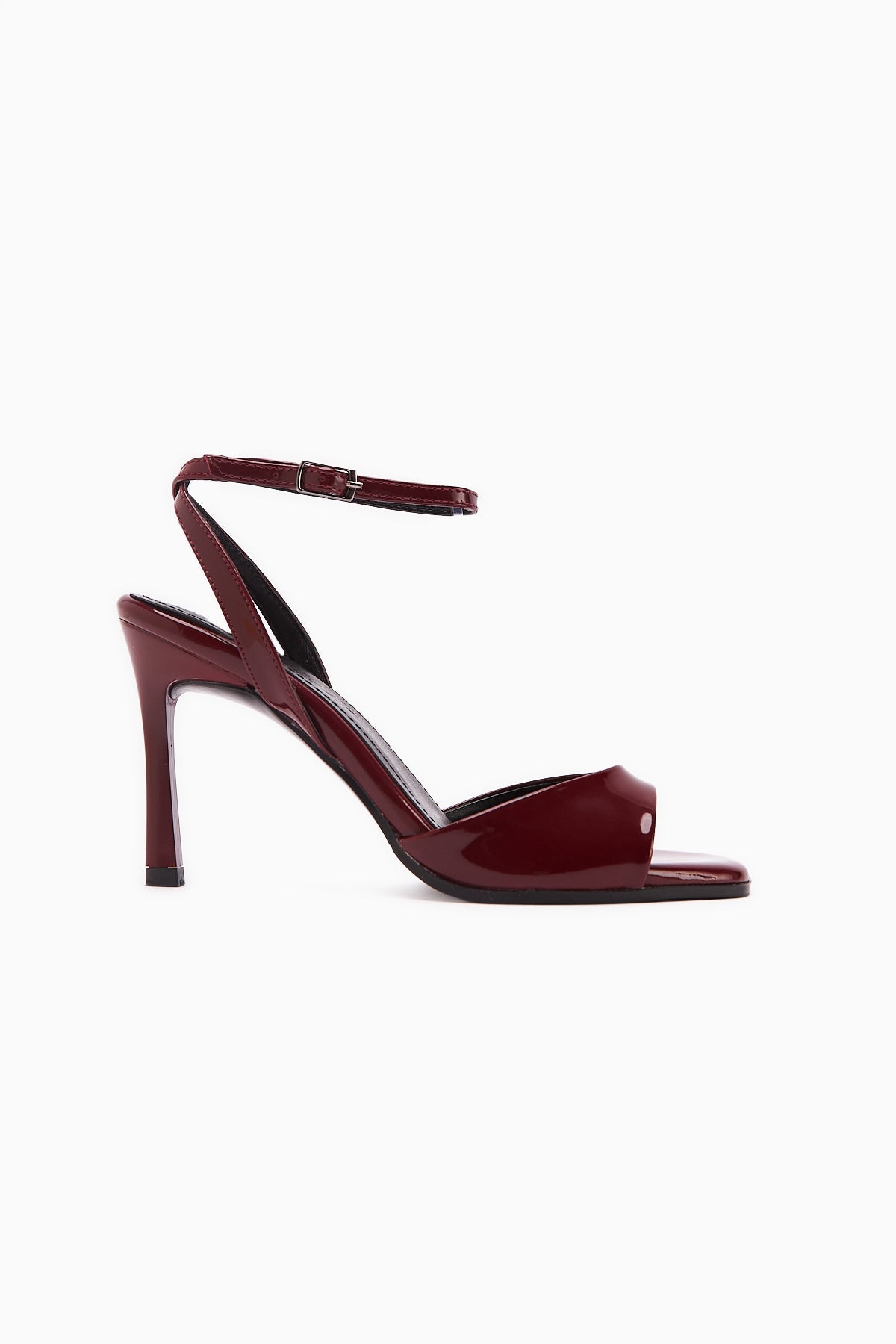 Nova Burgundy Patent Leather Ankle Strap Stiletto Heels