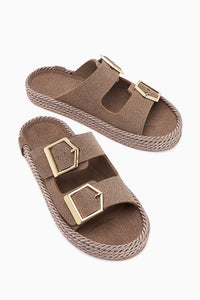 Horia Women's Double-Strap Woven Sole Slippers in Vizon