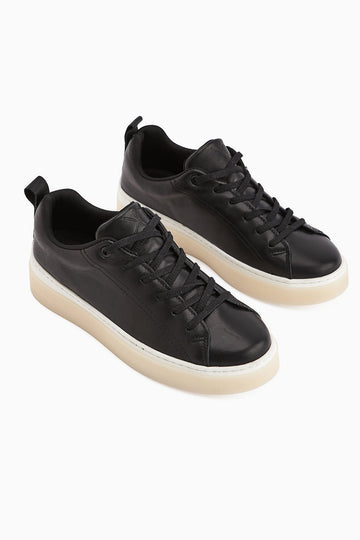 Lina Women's Genuine Leather Black Sneakers