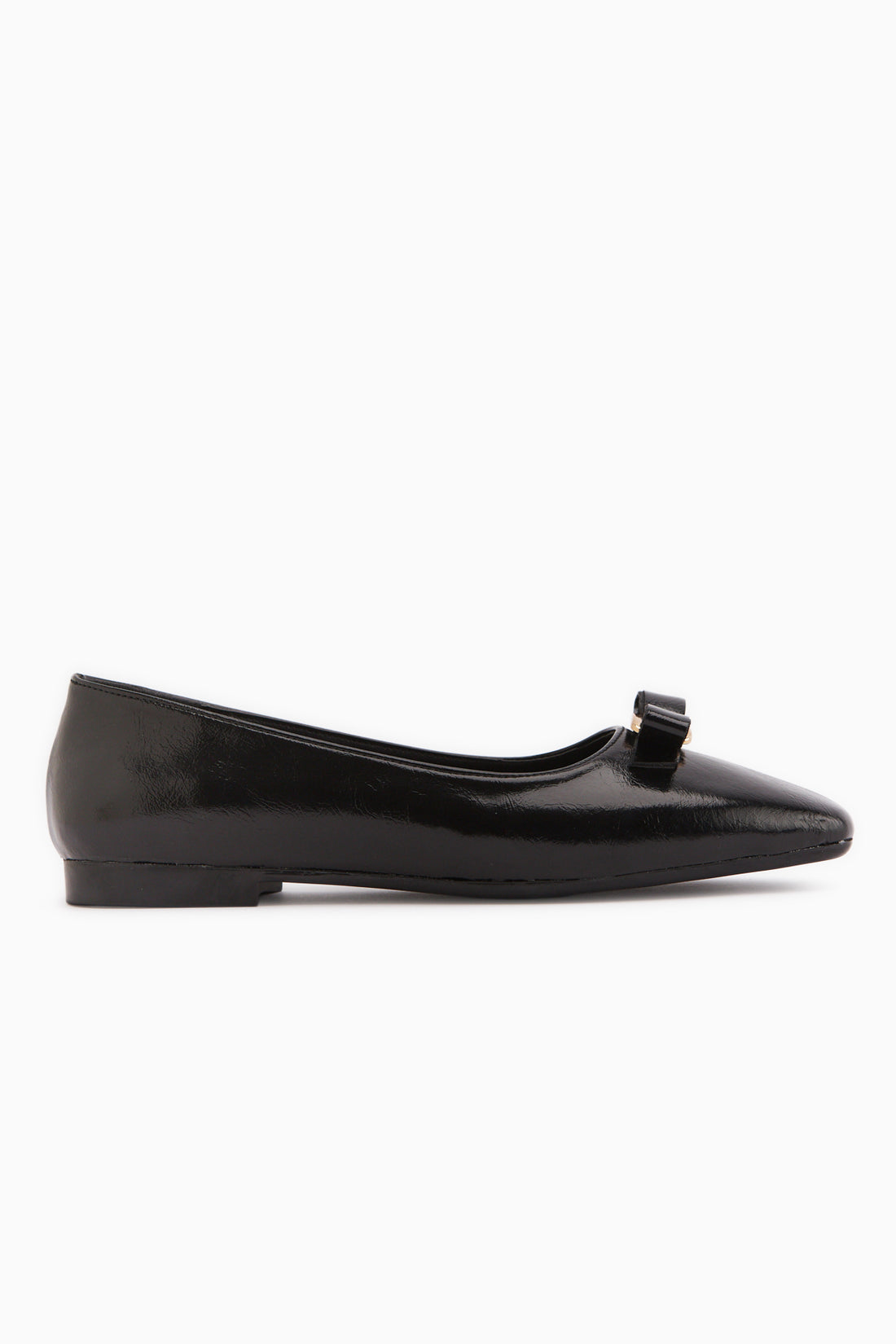 Darin Schwarz Schleifen Detail Quadrat Zehen Damen Ballerinas