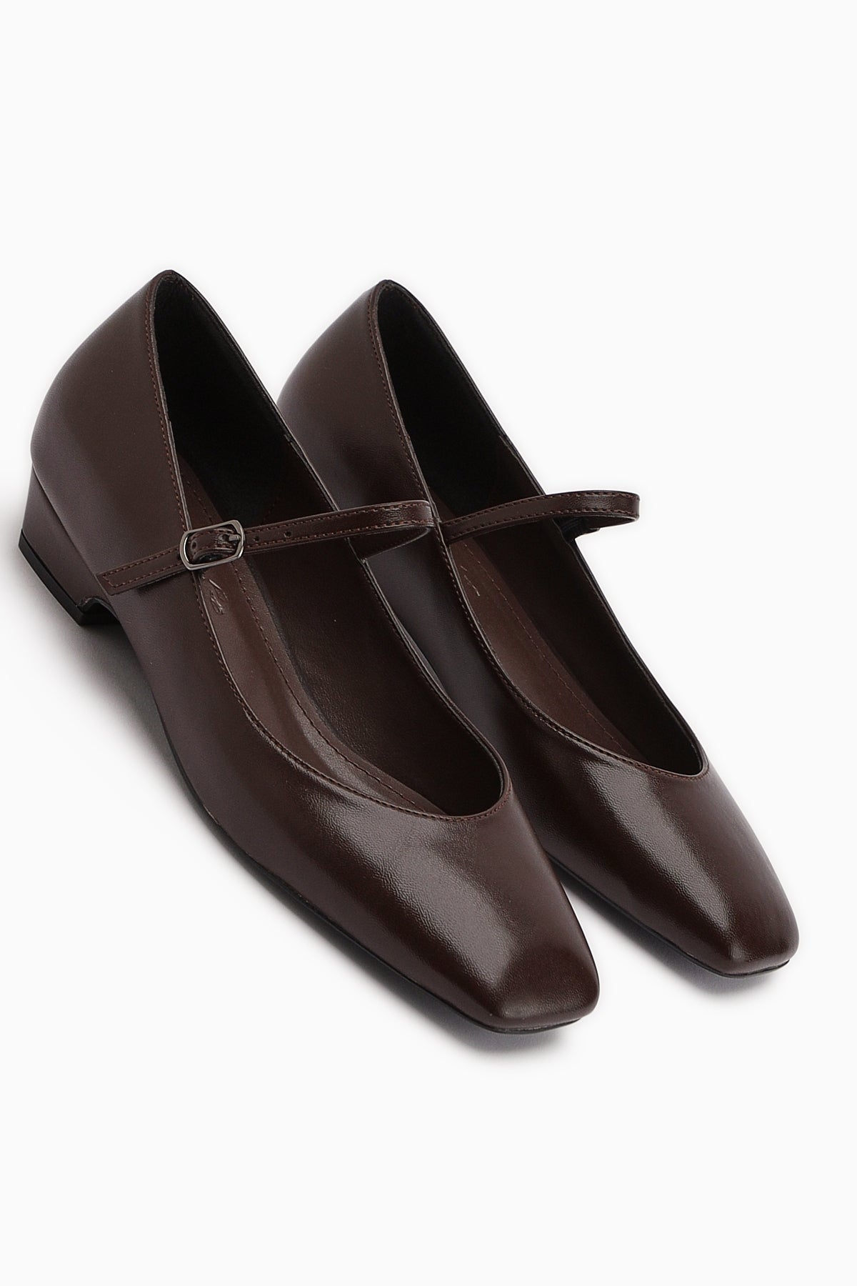 Yuphin Brown Low-Heeled Belted Women's High-Heeled Shoe