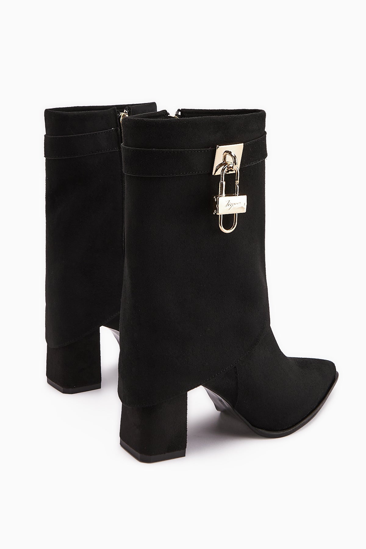 Nisha Black Suede Chunky Heeled Women's Boot with Tassel