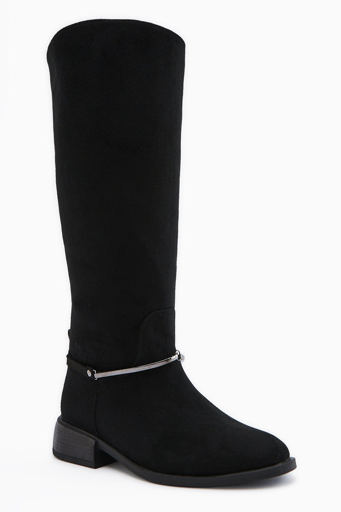 Zeina Black Suede Buckled Women's Boots