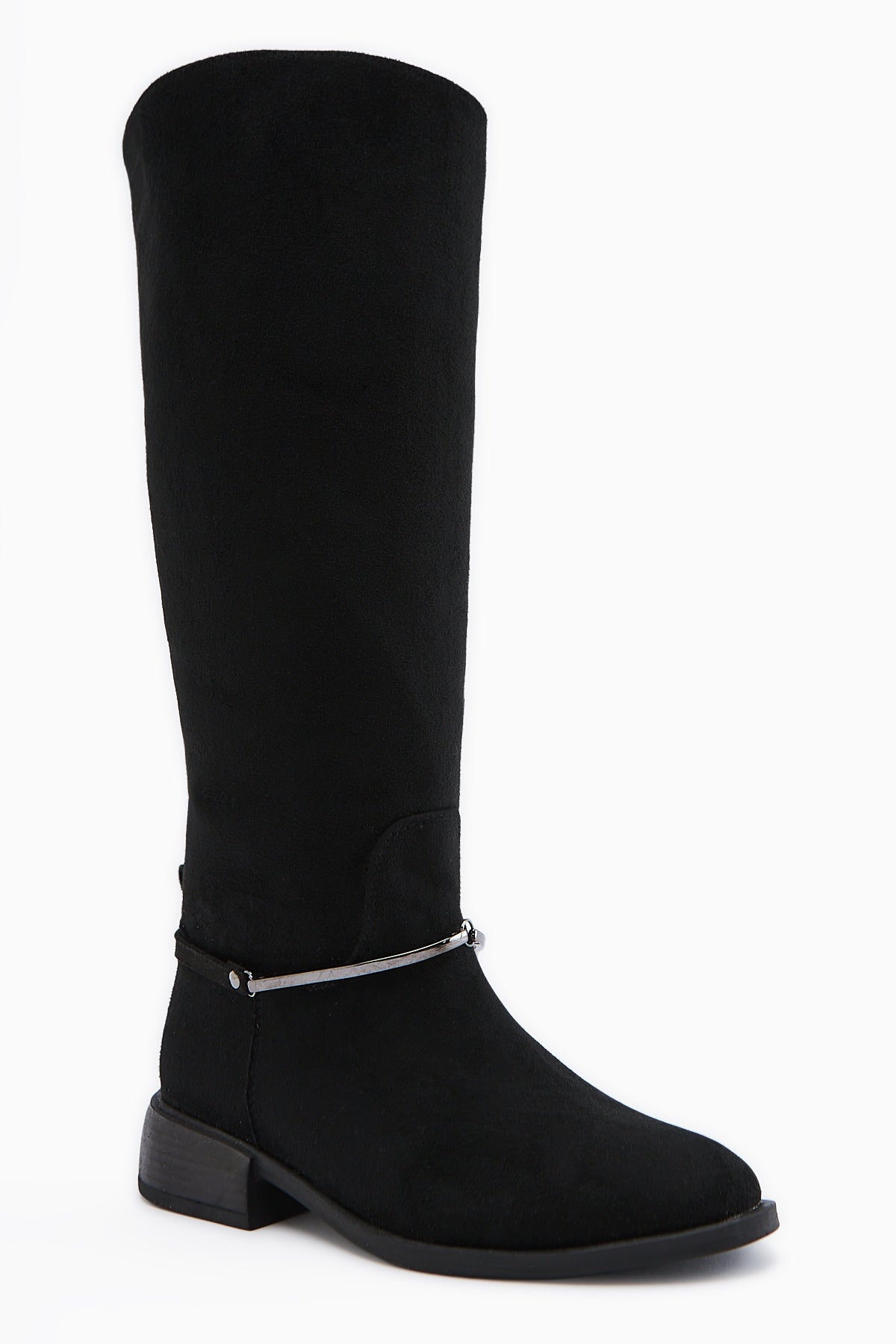 Zeina Black Suede Buckled Women's Boots