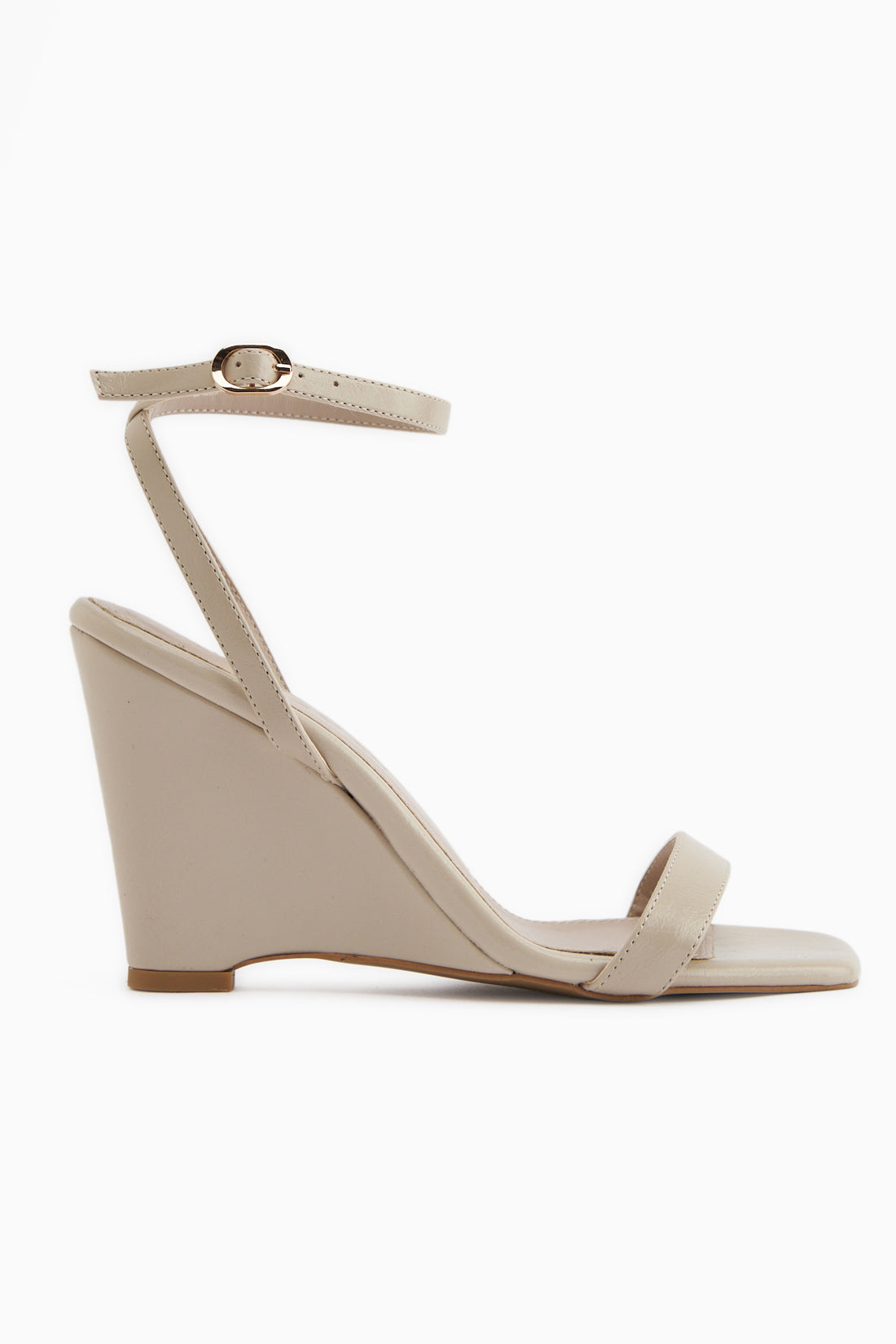 Novah Beige Knöchelriemen Damen Keilsandalette