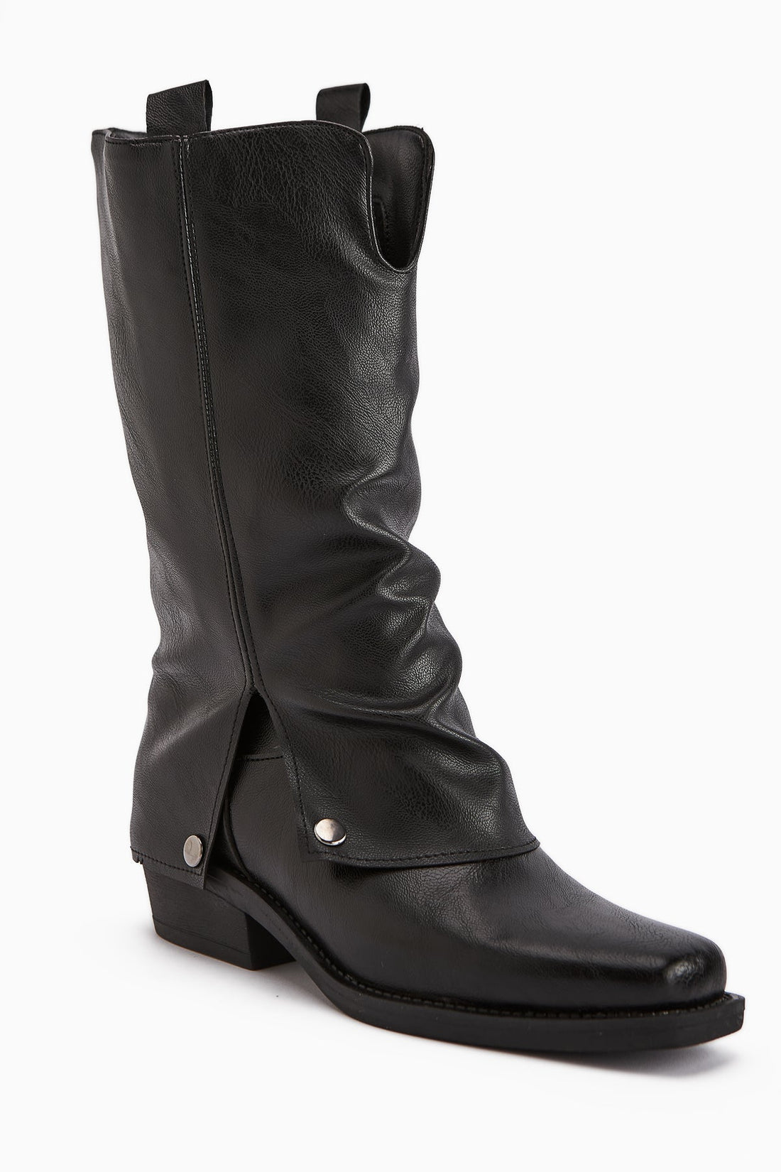 Fadia Black Square Toe Pleated Women's Boot