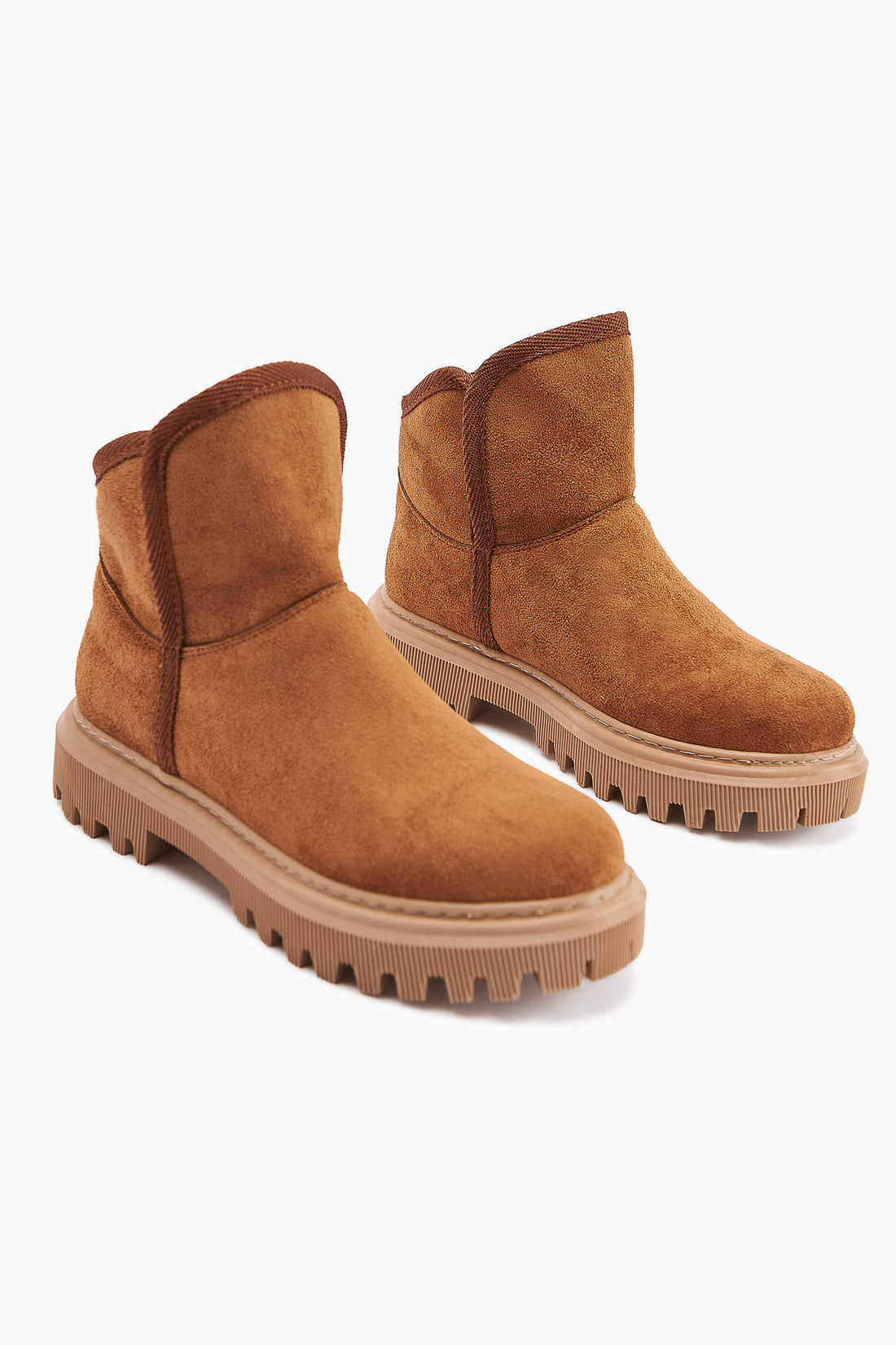 Aniitta Tan Wildleder Kurzstiefel mit Fell