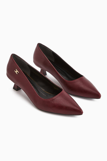Wera Burgundy Low-Heeled Women's Stiletto