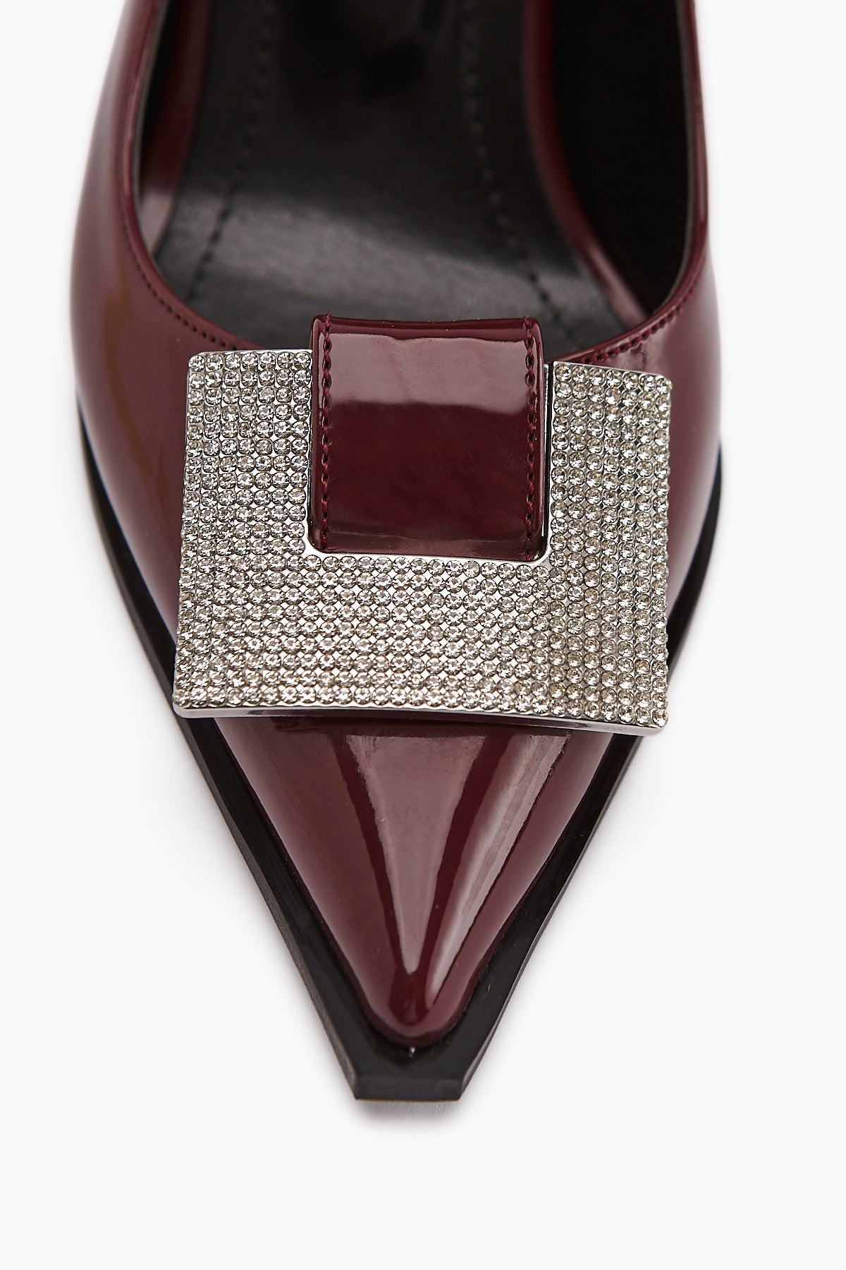 Merisa Burgundy Patent Leather Embellished Women's Stiletto Shoes