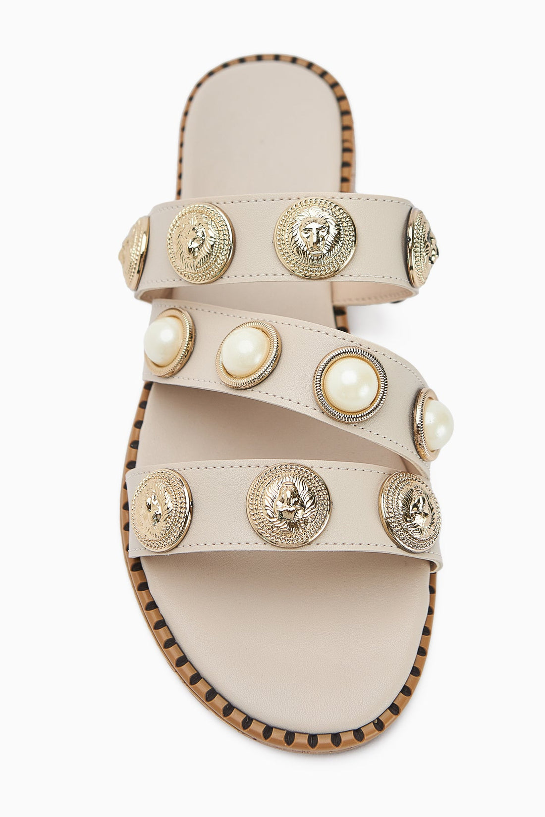 Renaz Nude Pearl Flache Damen Slipper